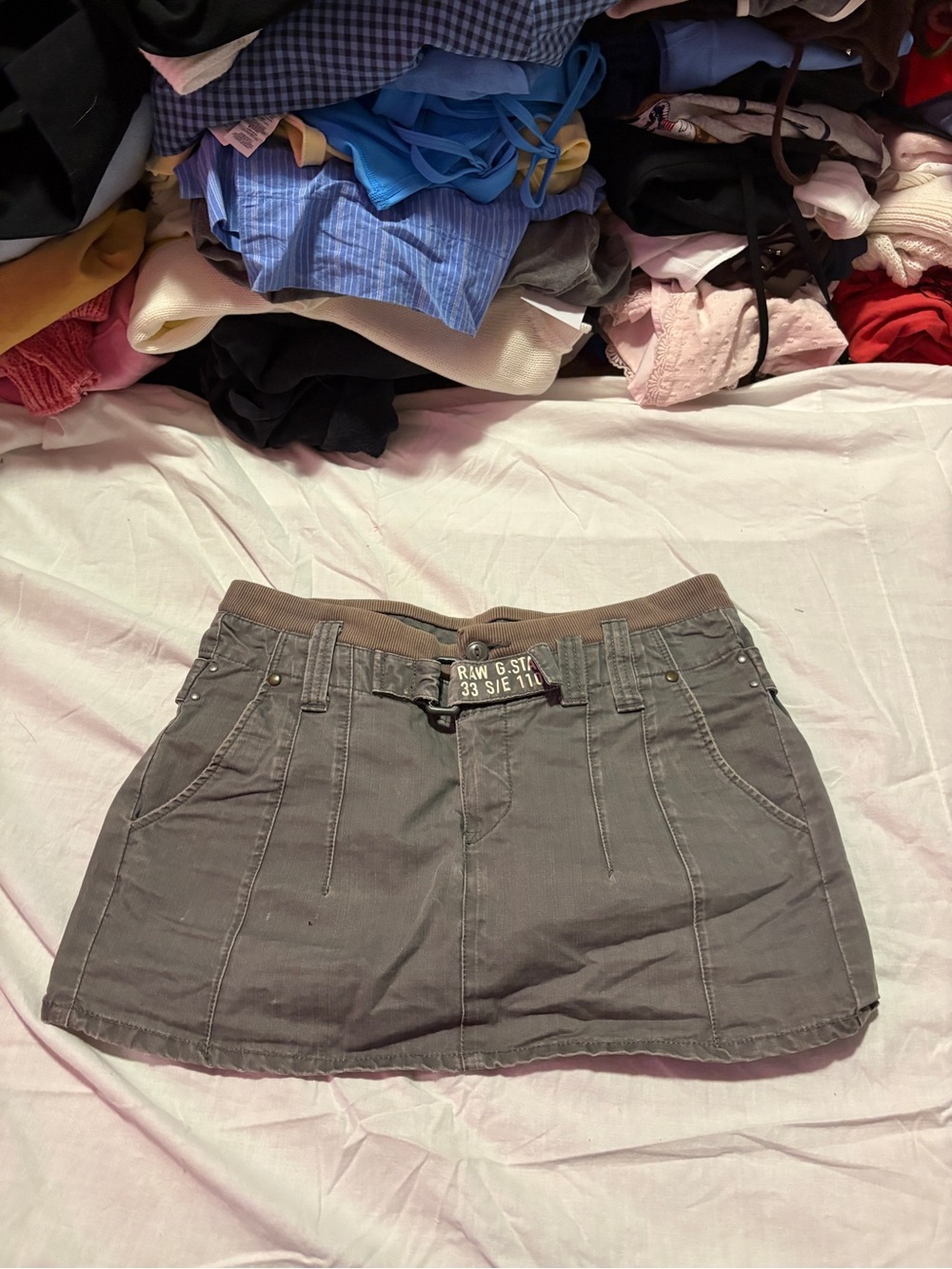 THRIFTED IN PARIS*** G-Star Olive Gray Casual Mini Skirt with Rib Waistband